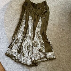 Philosophy Olive and White Boho Skirt